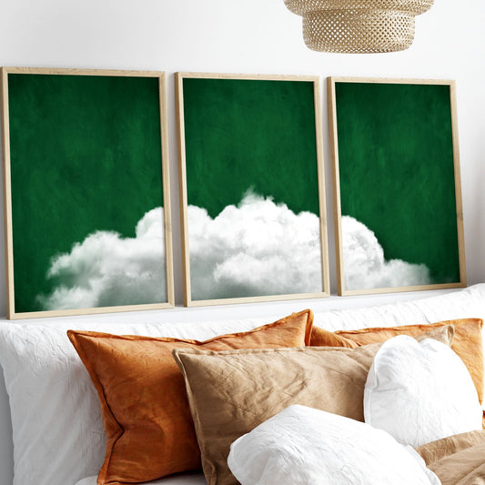 Emerald green wall art prints - set of 3