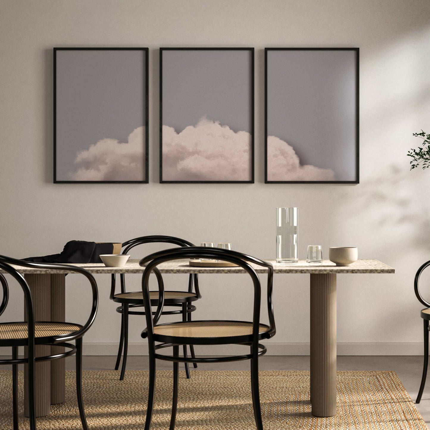 Above The Clouds Trio - Grey/Blush - AureousHome