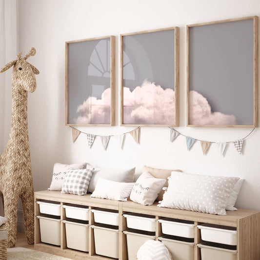 Above The Clouds Trio - Grey/Blush - AureousHome