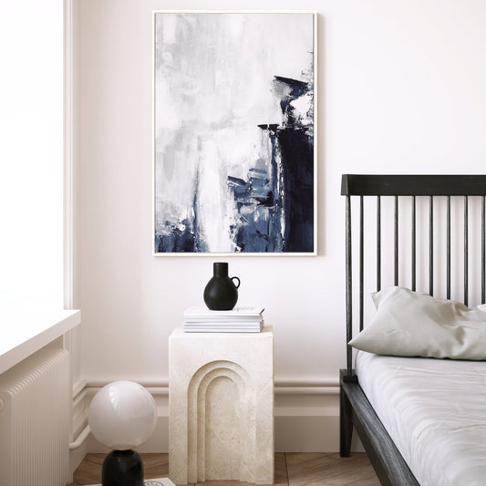 Althea Framed Canvas - Midnight Blue - AureousHome