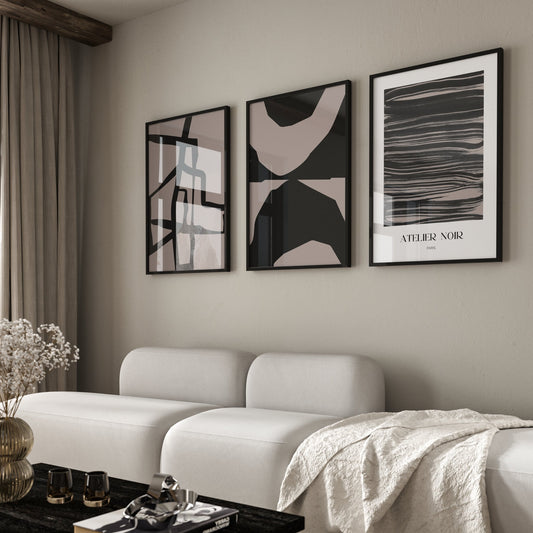 Atelier Noir Taupe Wall Art Prints - Set Of 3