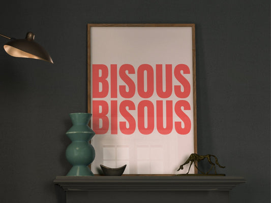 Pink Bisous Bisous Wall Art Print