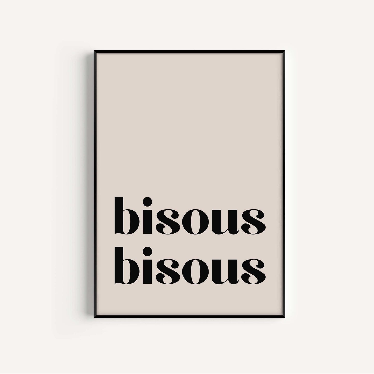 Beige Bisous Bisous Wall Art Print