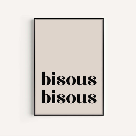 Beige Bisous Bisous Wall Art Print