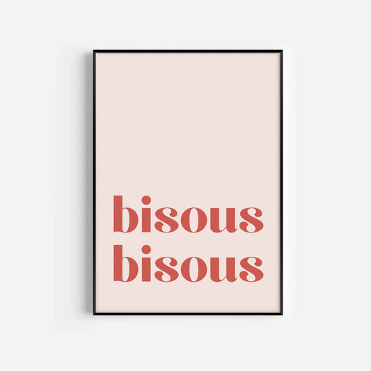 PInk Bisous Bisous Wall Art Print