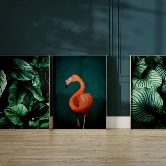 Botanical Flamingo Trio