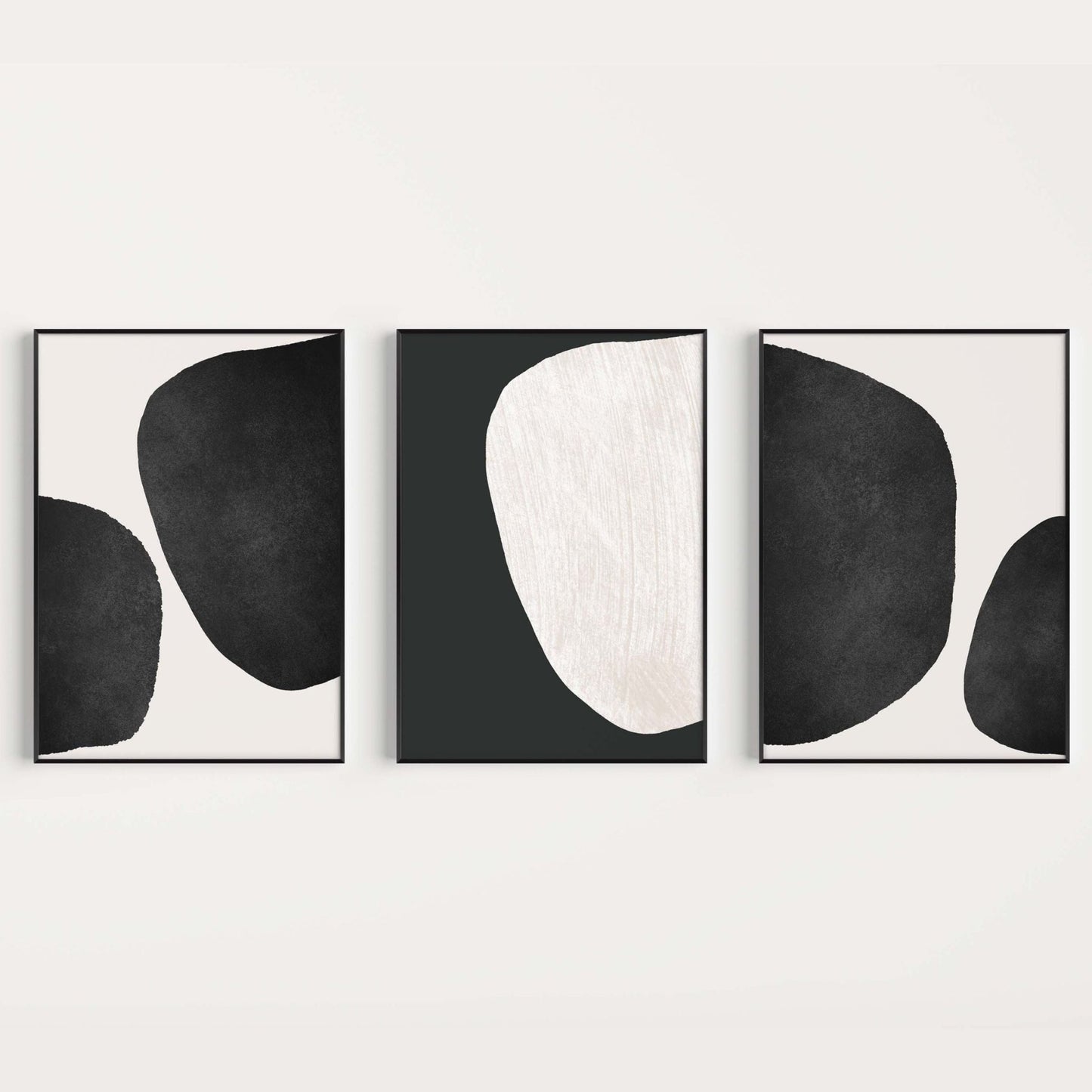 Monochrome Abstract Wall Art Prints - Set Of 3