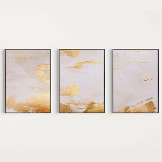 City Of Gold Abstract Wall Art Prints - Set Of 3