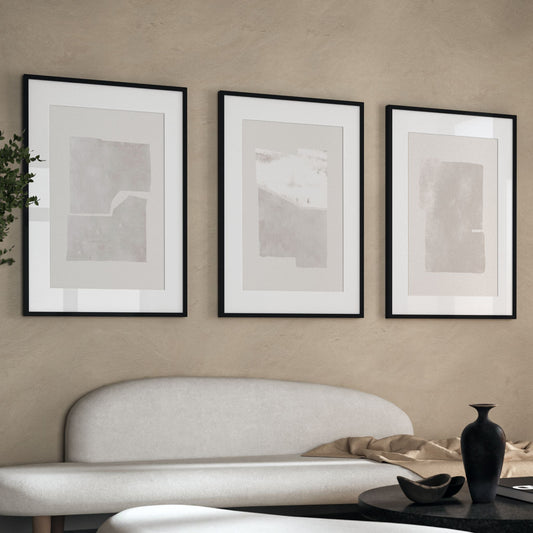 Neutral Tones Abstract Wall Art Prints - Set Of 3