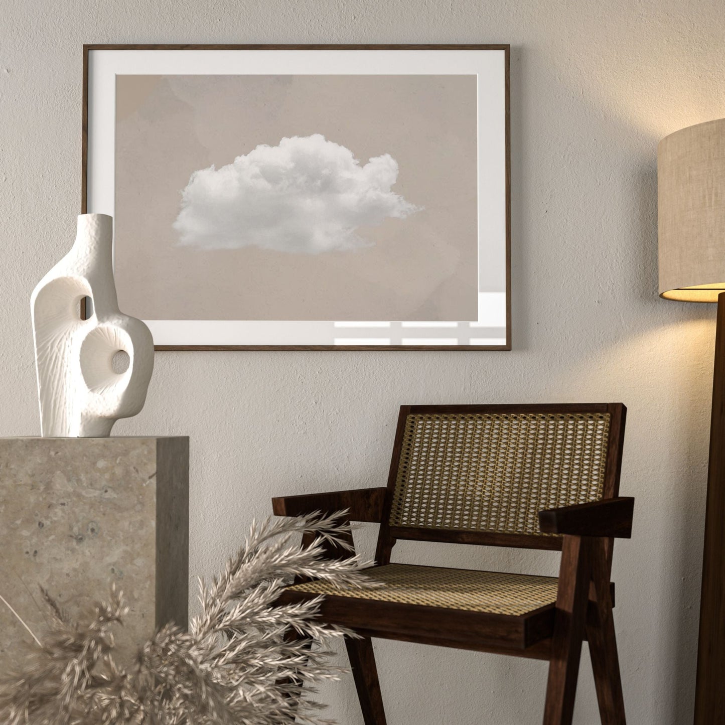 Beige cloud wall print