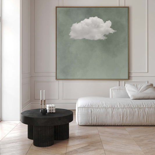 Extra large sage green cloud framed canvas wall art by Aureous