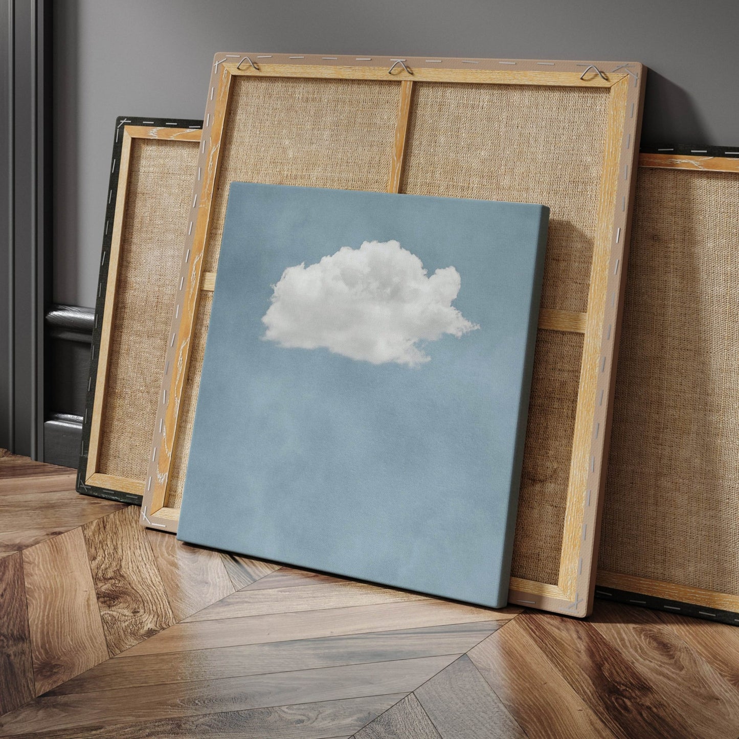 Contemplating Square Canvas - Sky Blue - AureousHome