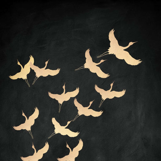 Cranes - Black and Gold - AureousHome