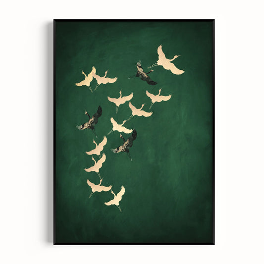 Cranes - Emerald - AureousHome