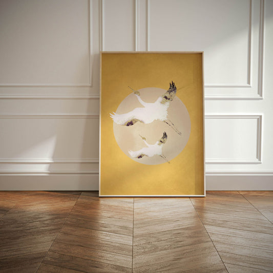 Cranes & Sun - Yellow - AureousHome