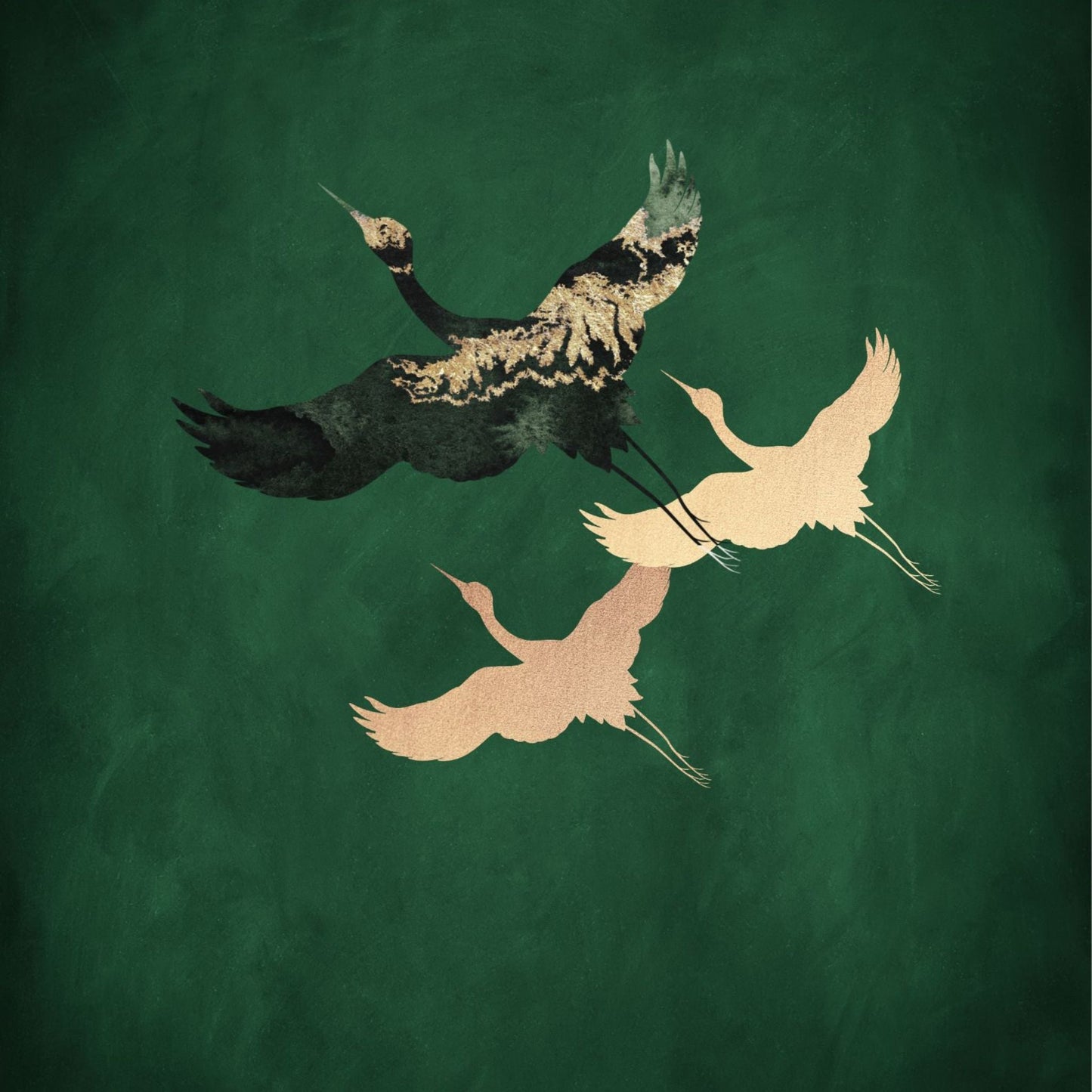 Cranes Trio - Emerald - AureousHome