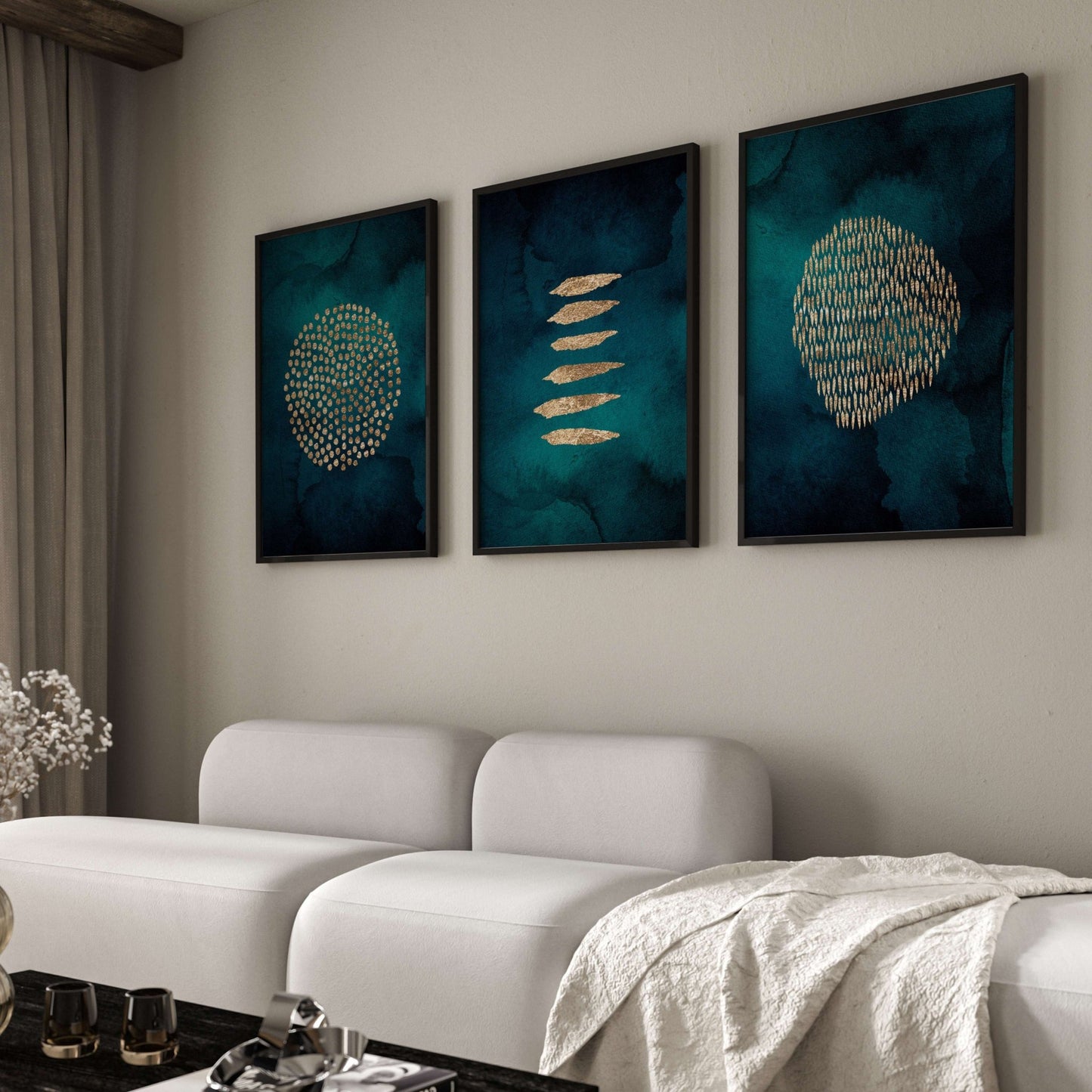 Dots & Lines Trio - Teal - AureousHome