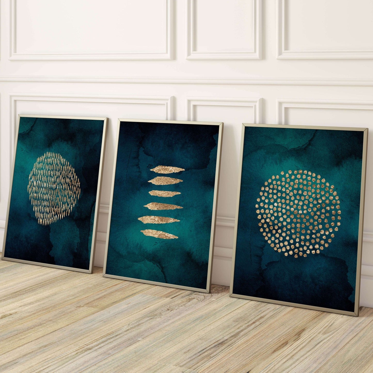 Dots & Lines Trio - Teal - AureousHome