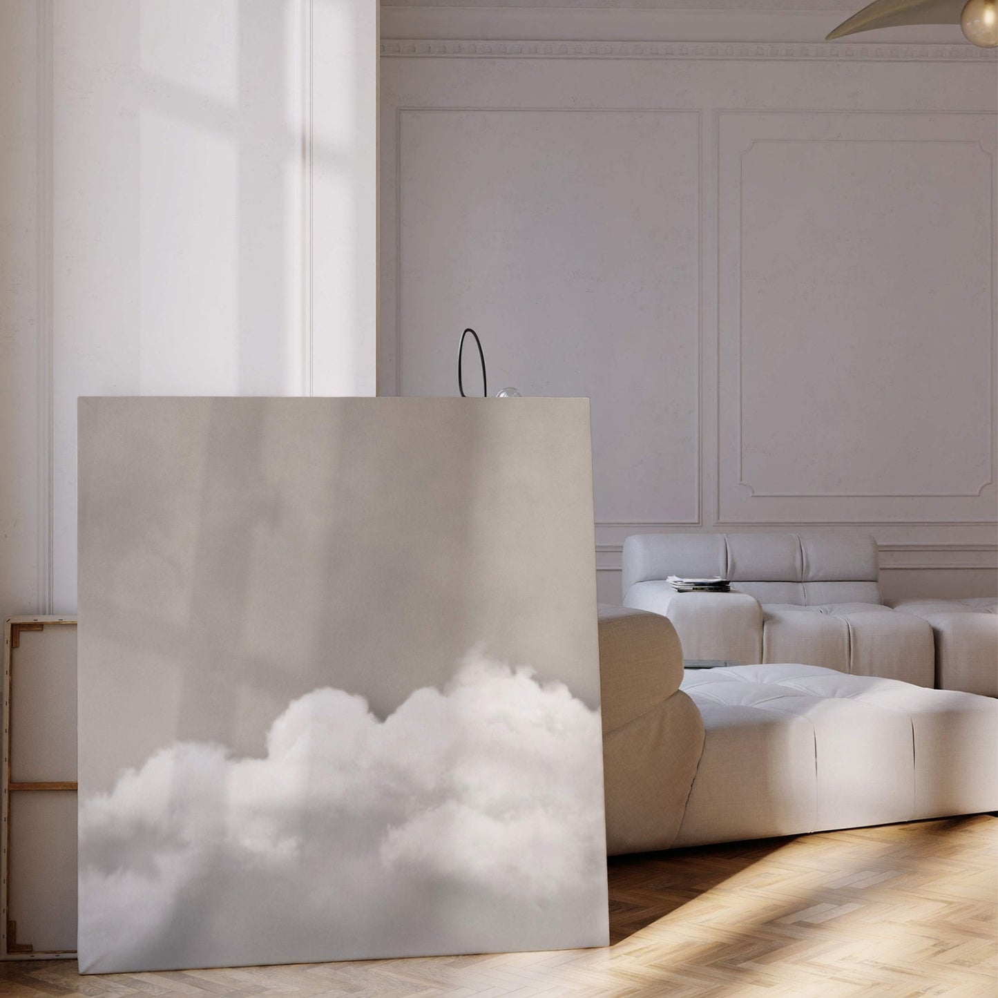 Drift Square Canvas - Beige Cloud - AureousHome