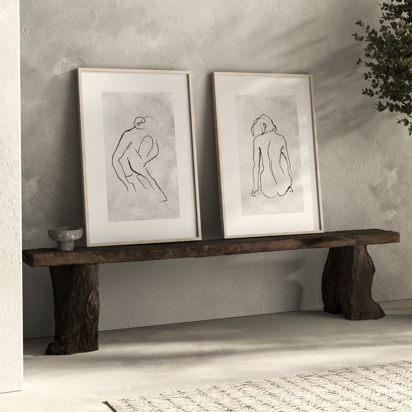 Naked Form Abstract Wall Art Prints - Set Of 2