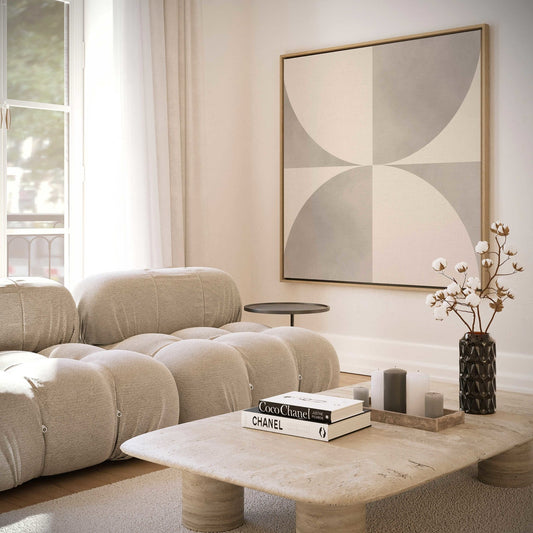 Equilibrium Square Canvas - Beige - AureousHome