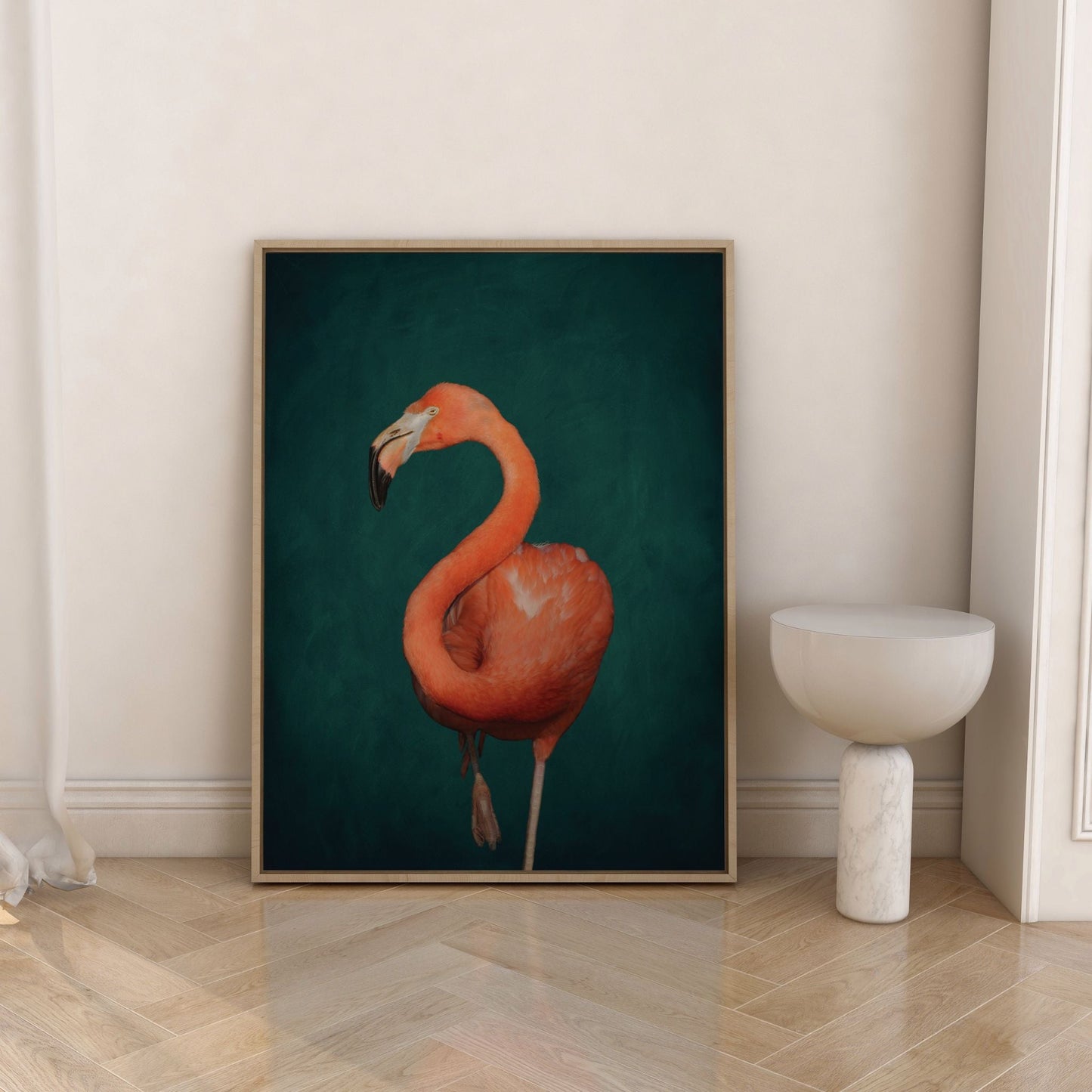 Flamingo Framed Canvas Painting by Aureous 