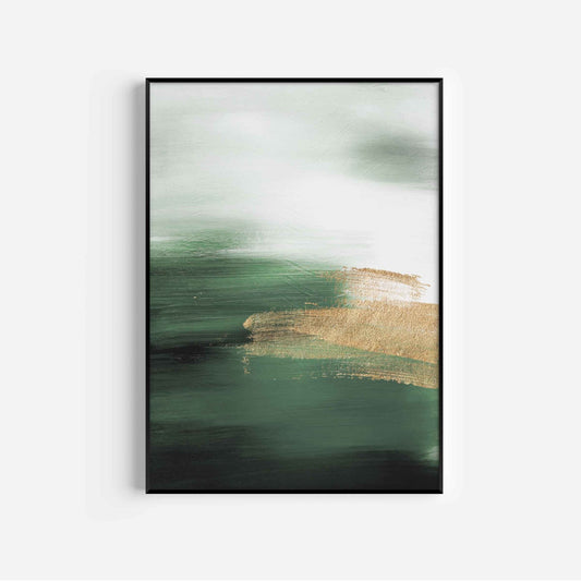 Green And Gold Brush Stroke Wall Art Print