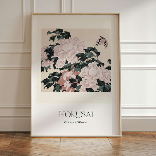 Hokusai - Peonies & Blossom - AureousHome