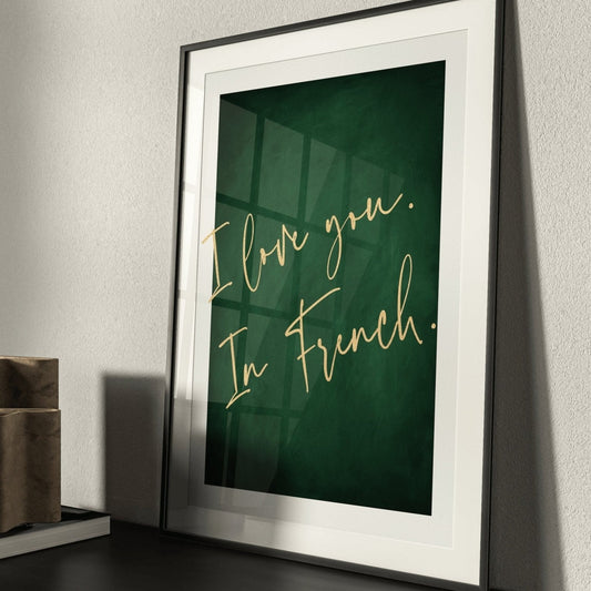 Emerald Green I Love You In French Wall Art Print