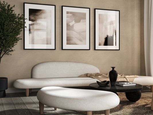 Beige Brush Strokes Wall Art Print