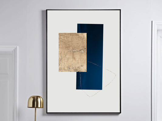 Greek Gold And Navy Abstract Wall Art Print