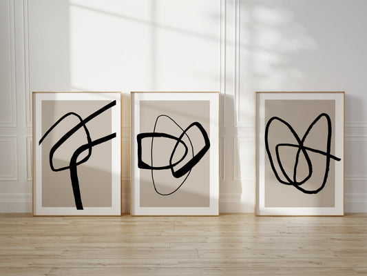 Abstract Form Trio - Beige