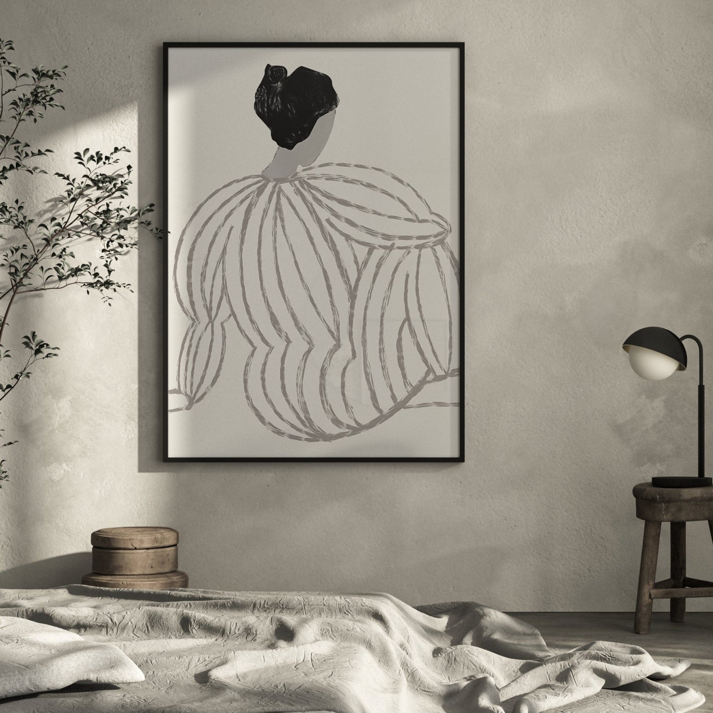 Greige Lagom Wall Art Print