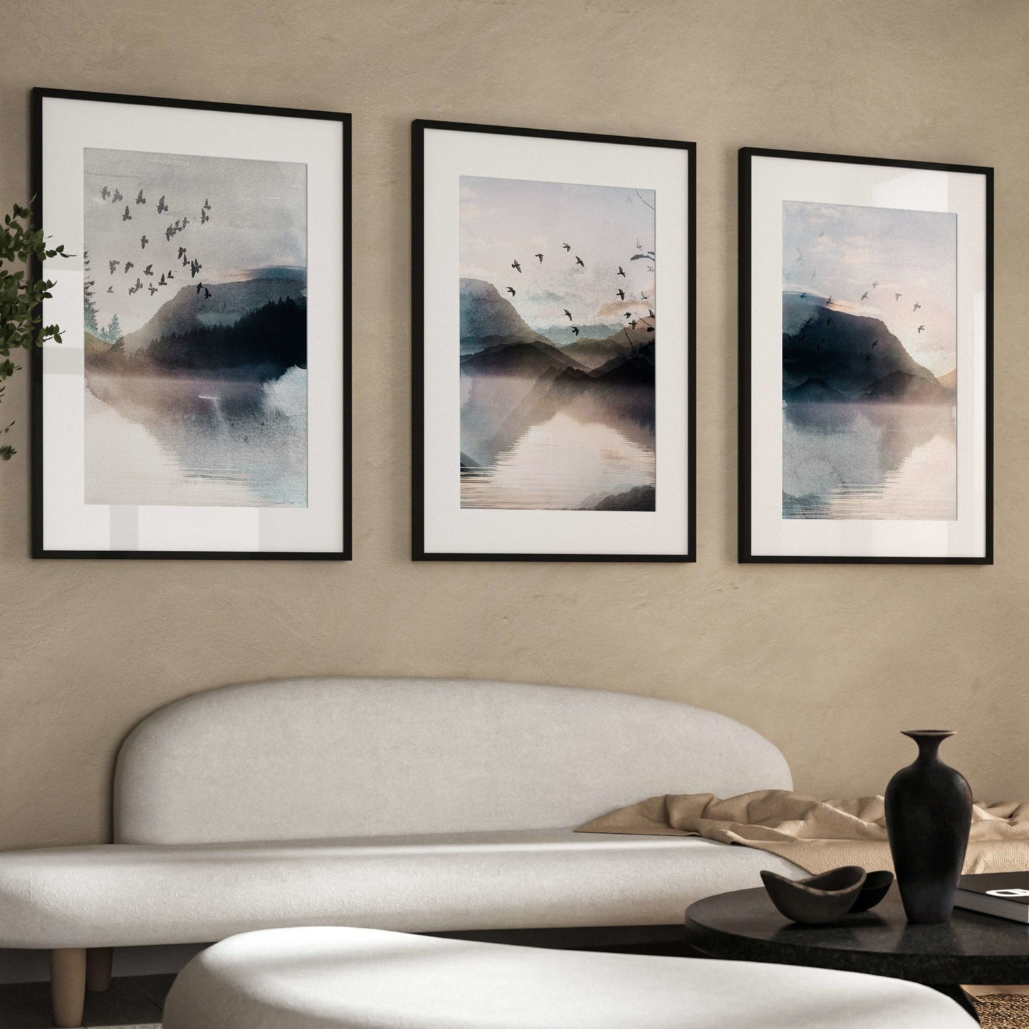 set of 3 triptych Landscape Wall art prints