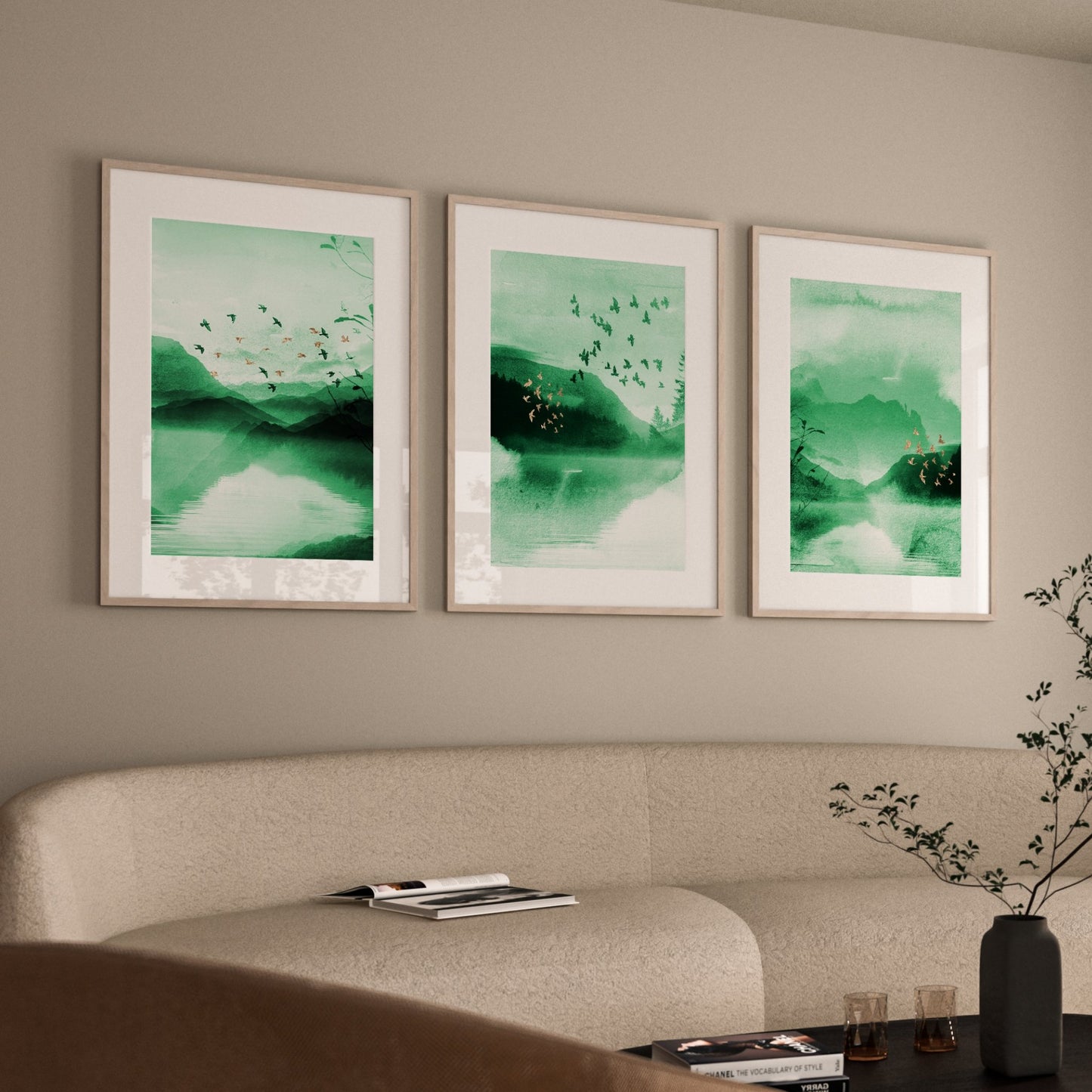 Landscape Trio - Emerald / Gold - AureousHome