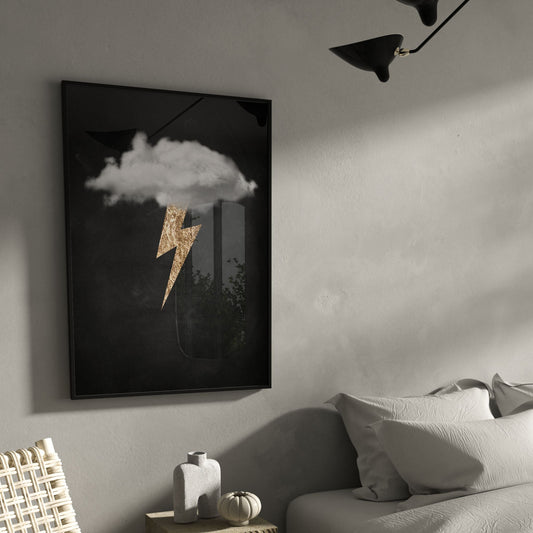 Lightning Black Cloud Wall Art Print
