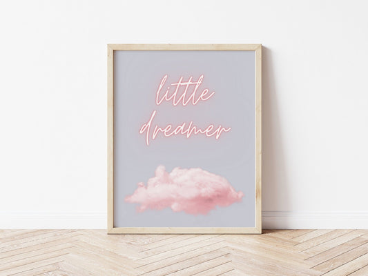 Little Dreamer Pink Cloud Wall Art Print 