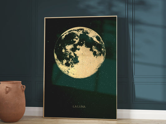 Emerald Green Luna Moon Wall Art Print