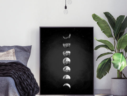 Black Moon Phase Wall Art Print