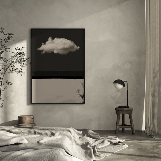 Black And Beige Cloud Wall Art Print