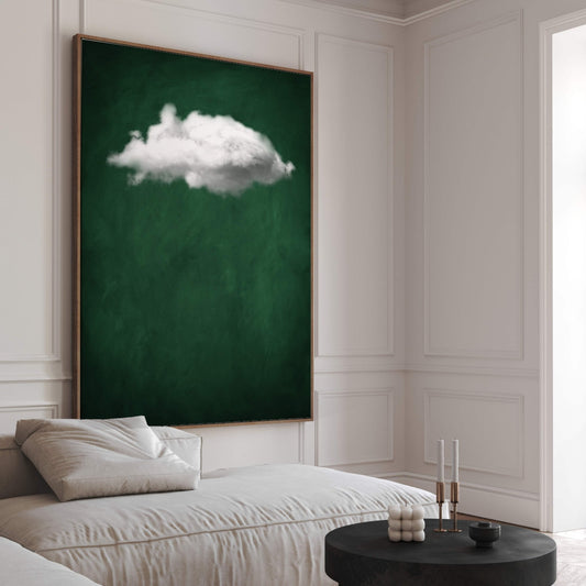 Nuage Cloud Framed Canvas - Emerald Green - AureousHome