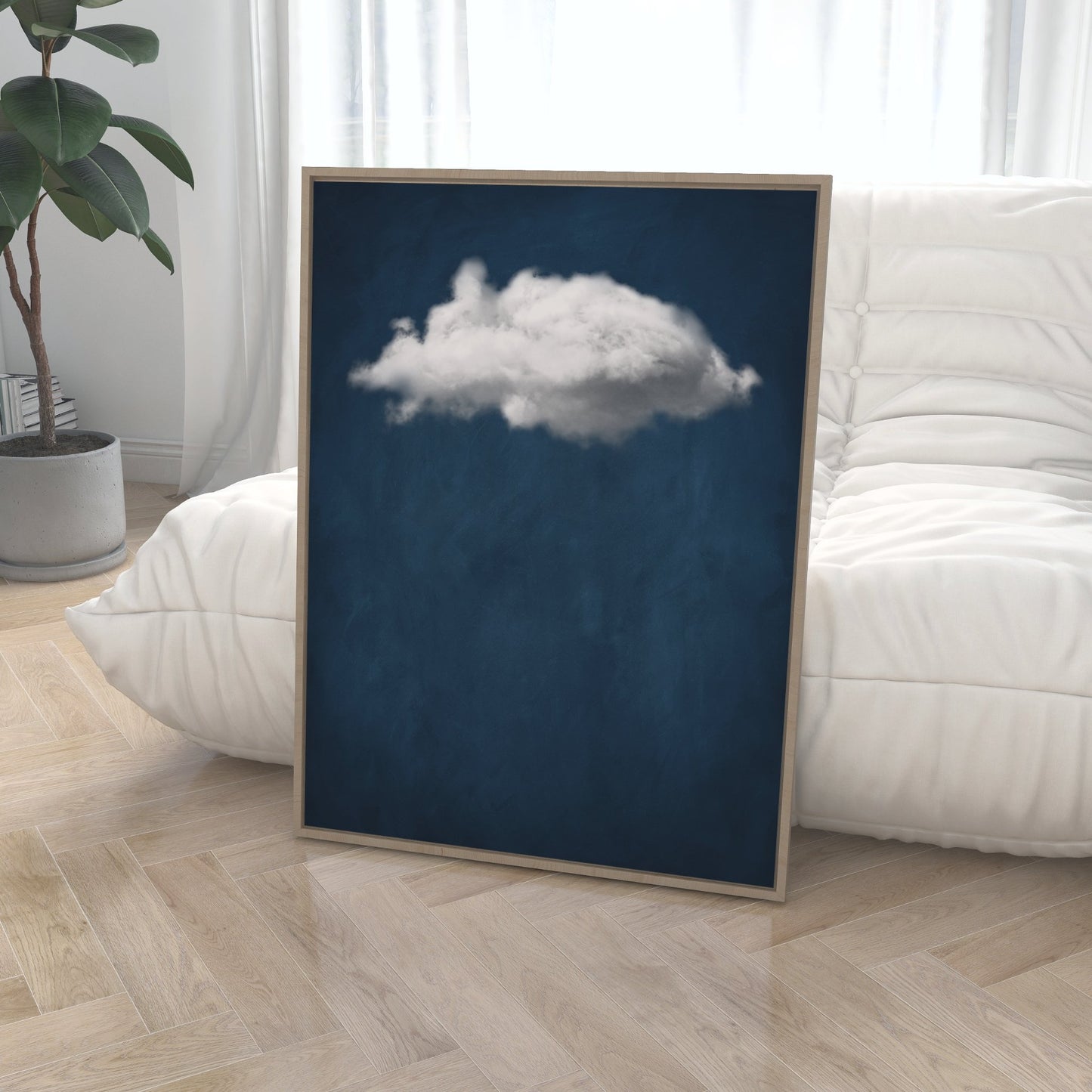Midnight Blue Cloud Framed Canvas 