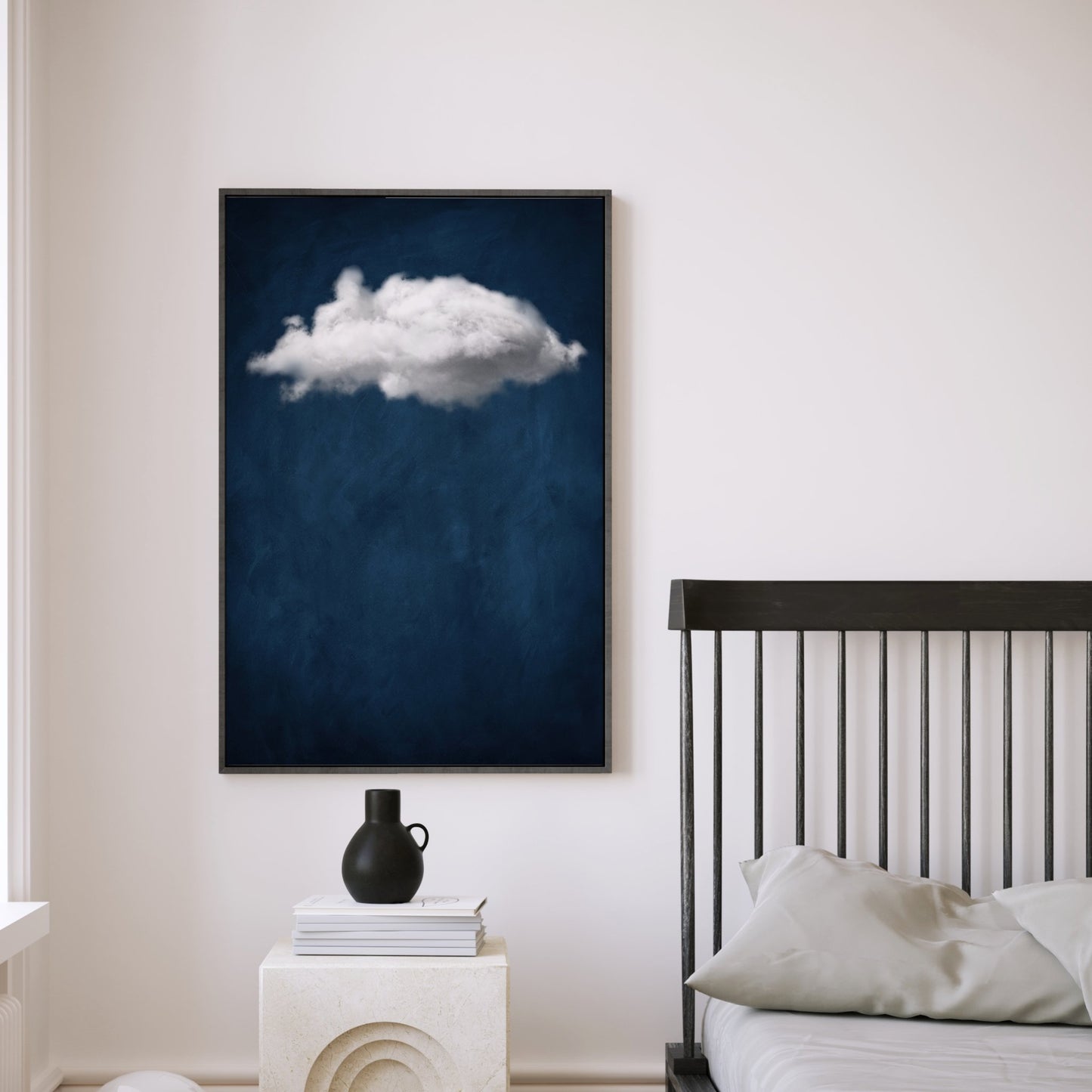 Nuage Cloud Framed Canvas - Midnight Blue - AureousHome