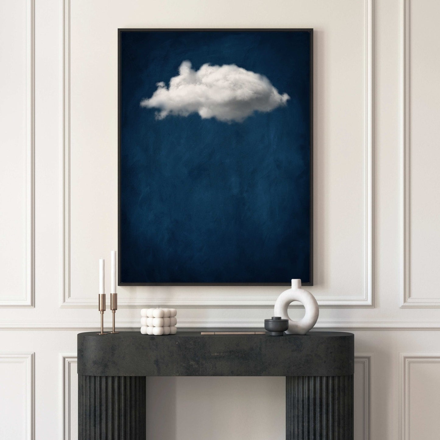 Nuage Cloud Framed Canvas - Sapphire Blue - AureousHome