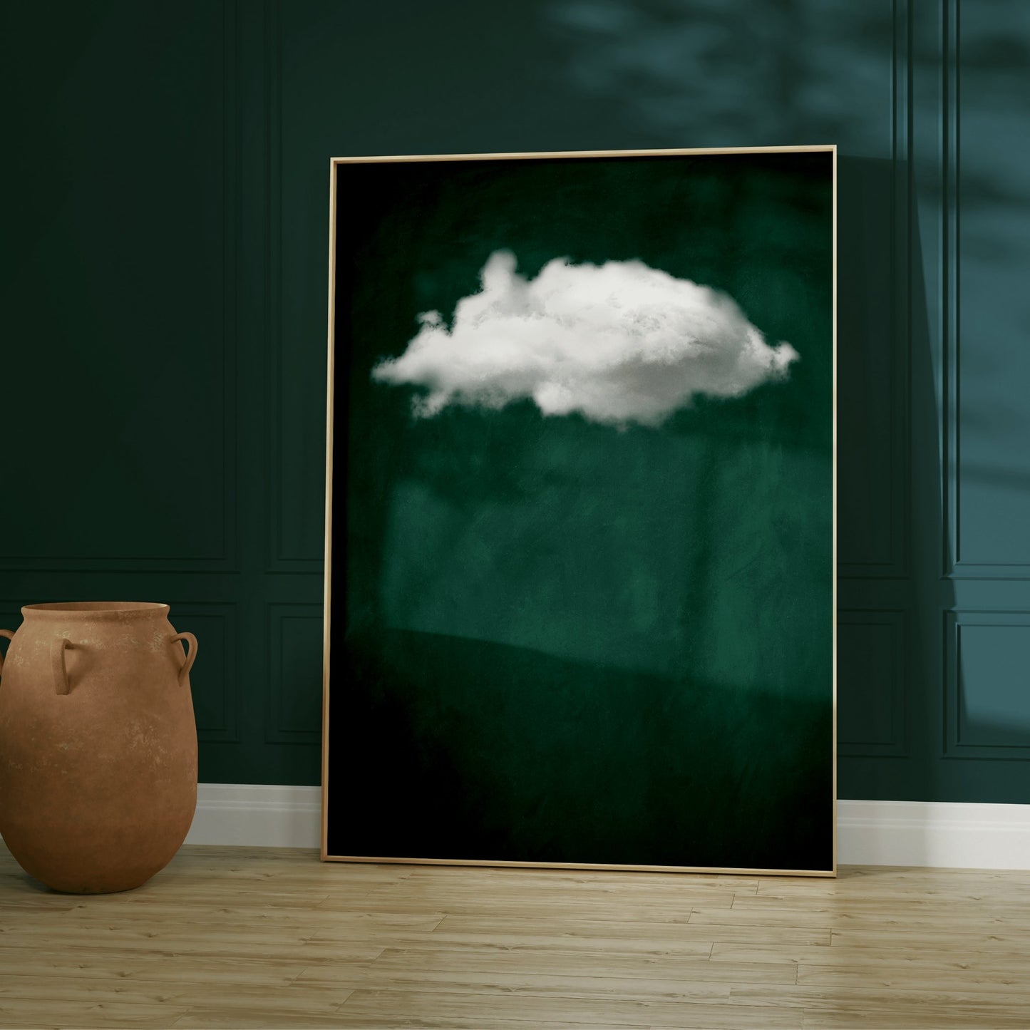 Emerald green cloud print wall art