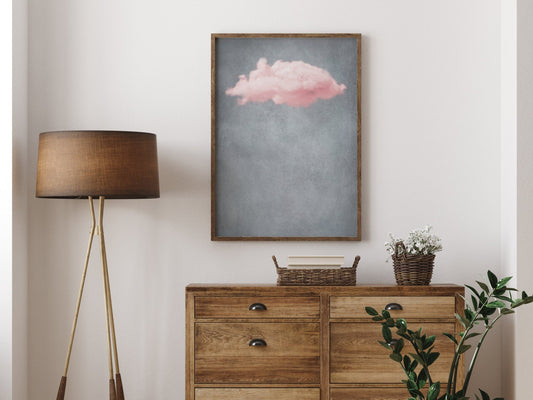 Grey And Pink Cloud Wall Art Print