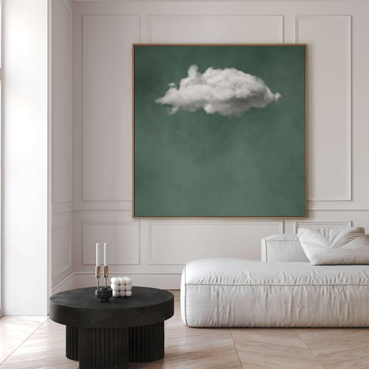 Nuage Square Framed Canvas Art - Sage - AureousHome