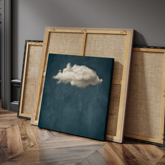 Nuage Square Framed Canvas Art - Vintage Blue - AureousHome