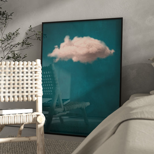 Teal And Blush Pink Cloud Wall Art Print