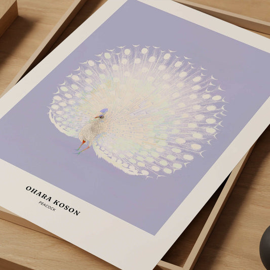 Peacock by Ohara Koson - Lilac - AureousHome